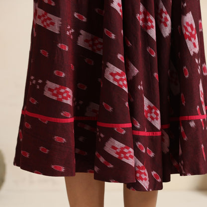 Izhaar- Brown ikat shirt and full skirt set