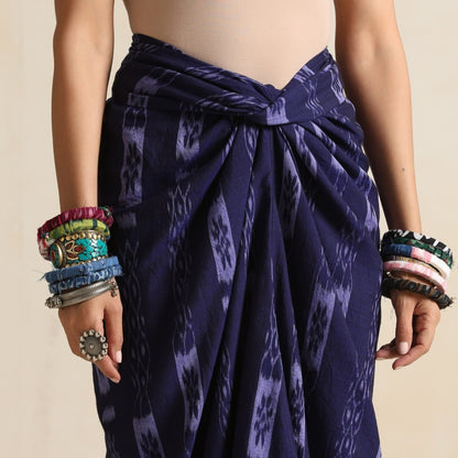 Seher - Shirt and front twist & tie skirt in handwoven ikat
