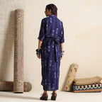 Seher - Shirt and front twist & tie skirt in handwoven ikat