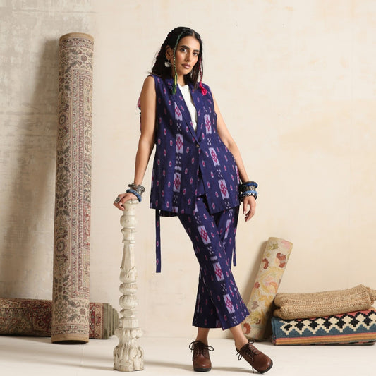 Ishara- Gilet and Pant set in handwoven ikat