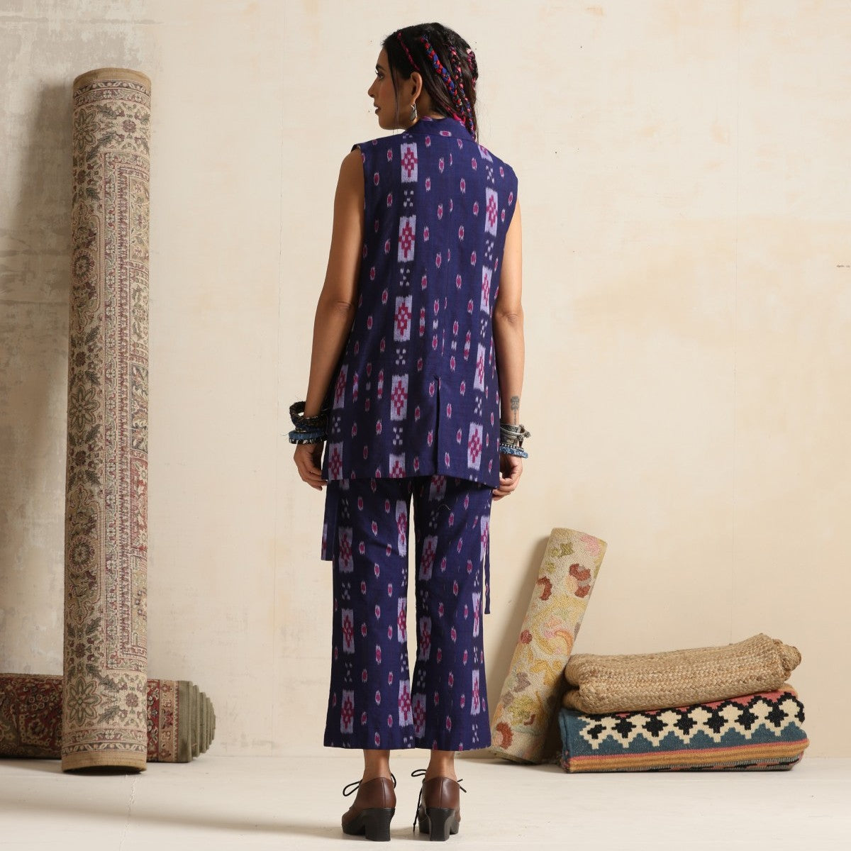 Ishara- Gilet and Pant set in handwoven ikat