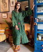 Pine - Freesize Kaftan Dress with tie up belt