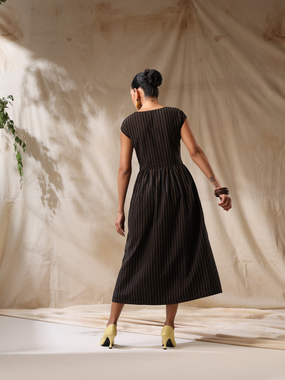 Raaz- Black striped front twisted dress