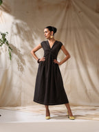 Raaz- Black striped front twisted dress