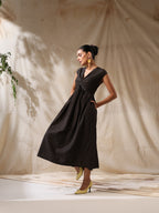 Raaz- Black striped front twisted dress