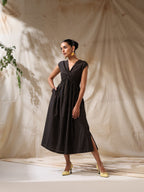 Raaz- Black striped front twisted dress