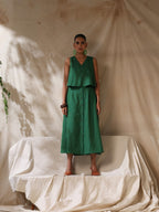 Mor - Green striped skirt and top- two piece set