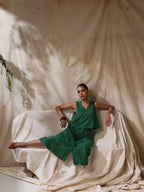 Mor - Green striped skirt and top- two piece set