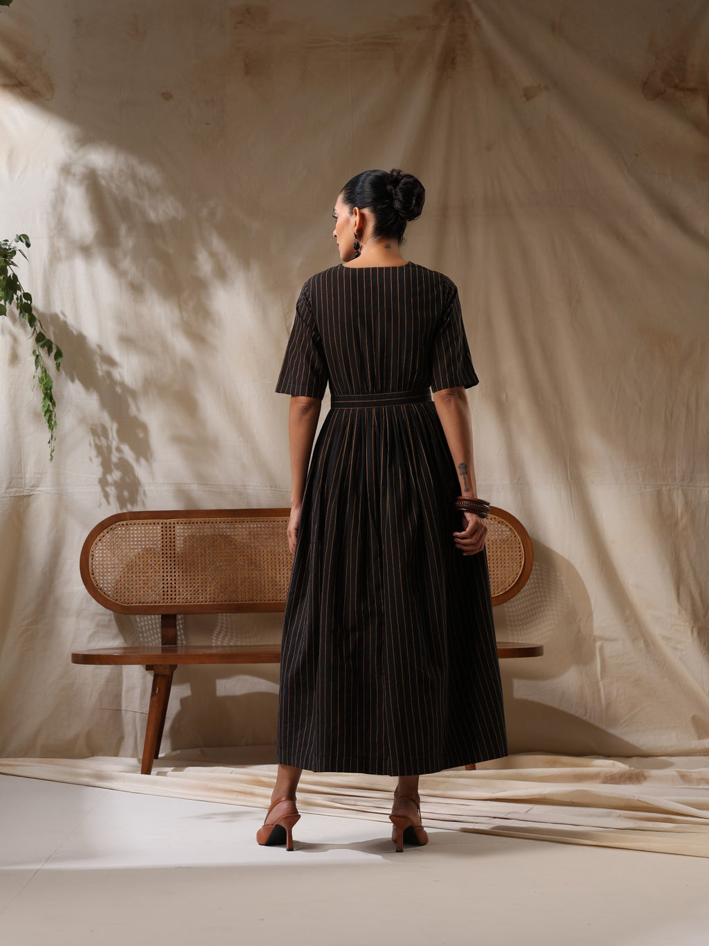 Saaya- Black wrap dress with waist scarf