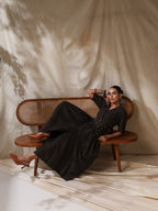 Saaya- Black wrap dress with waist scarf