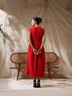 Pathaka - Red striped front twisted dress