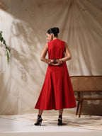Bijli- Red striped fitted dress