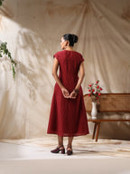 Adaa-  Maroon striped panel play dress