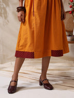 Sonpari- Yellow striped front gather dress