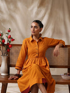 Sonpari- Yellow striped front gather dress