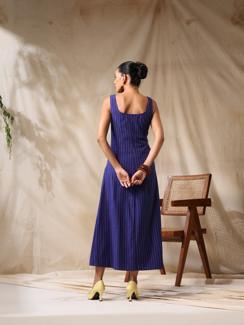 Pari- Blue striped ruched dress