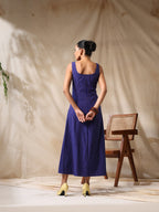Pari- Blue striped ruched dress