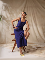 Pari- Blue striped ruched dress