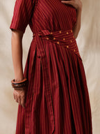 Afsaana- Maroon wrap dress with waist scarf