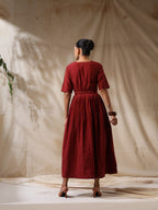 Afsaana- Maroon wrap dress with waist scarf