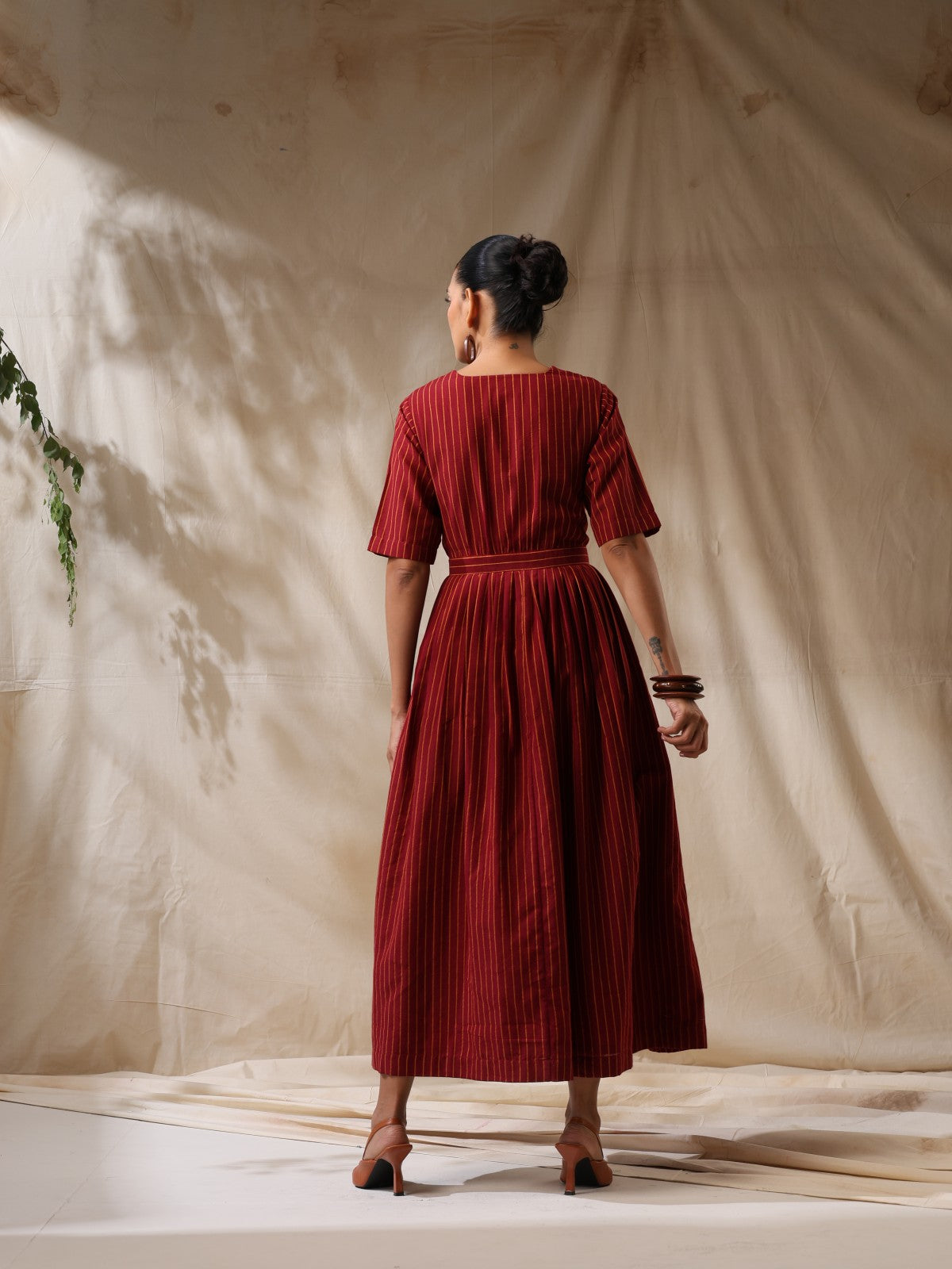 Afsaana- Maroon wrap dress with waist scarf