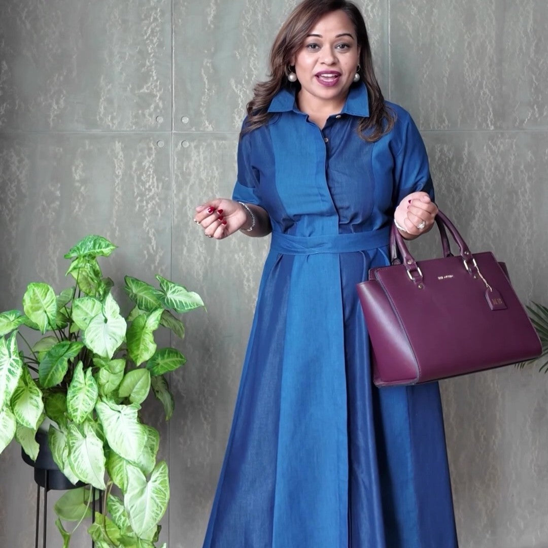 Wander- Denim patchwork dress