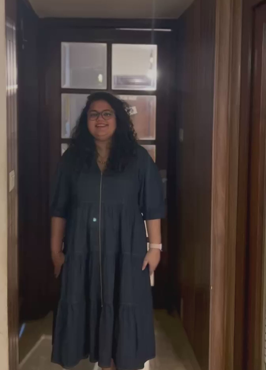 Vibe- Deep blue denim tiered dress