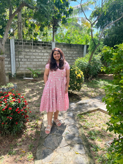 Pink baubles belted dress