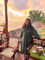 Pine - Freesize Kaftan Dress with tie up belt