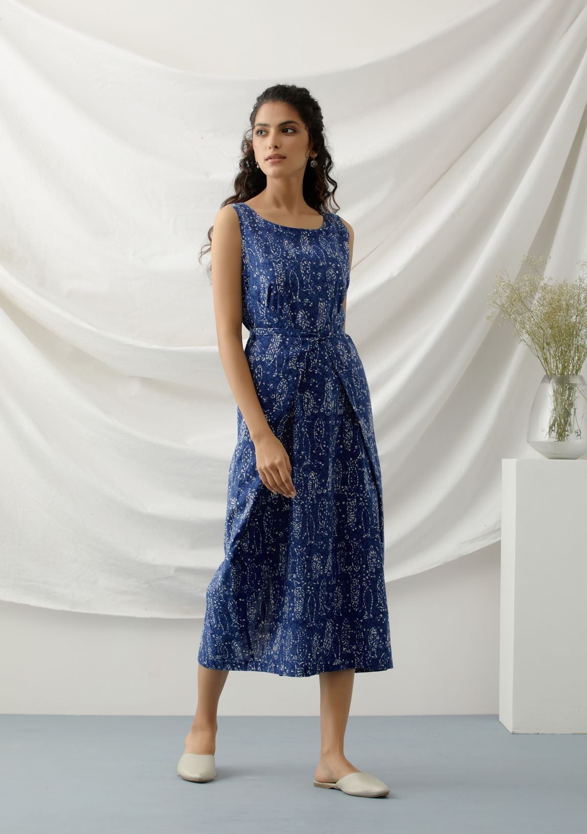 ON SALE- Meen- Indigo tie up dress