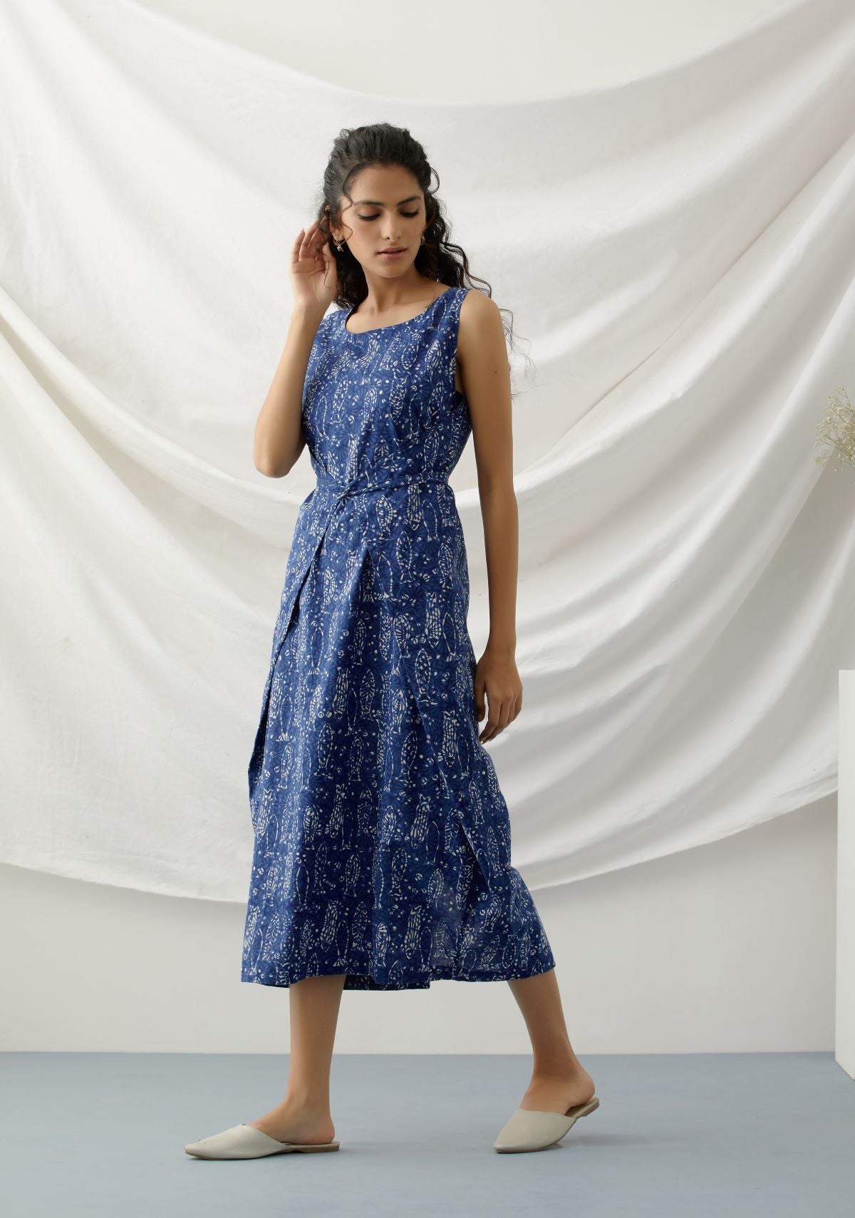 ON SALE- Meen- Indigo tie up dress