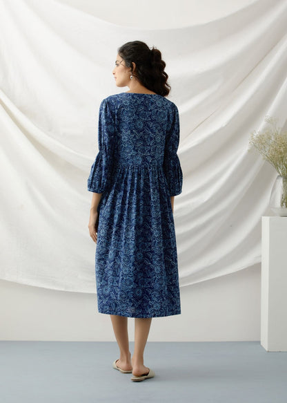 Rose - Indigo deep neck dress