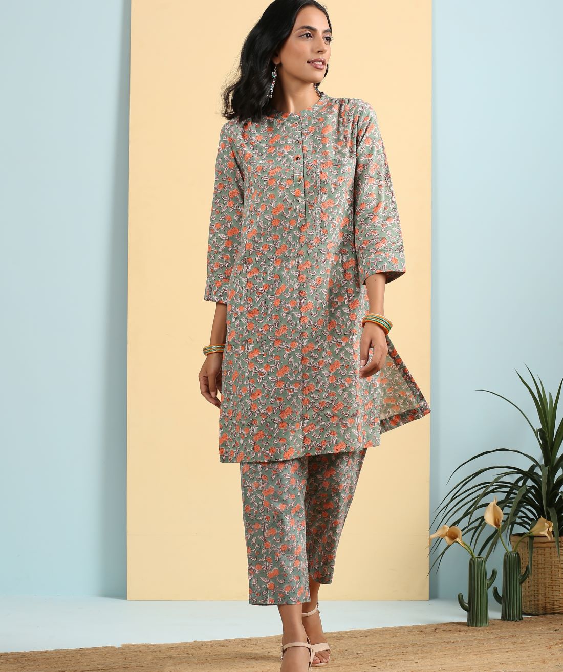 ON SALE- Green Kurta and pant coord set