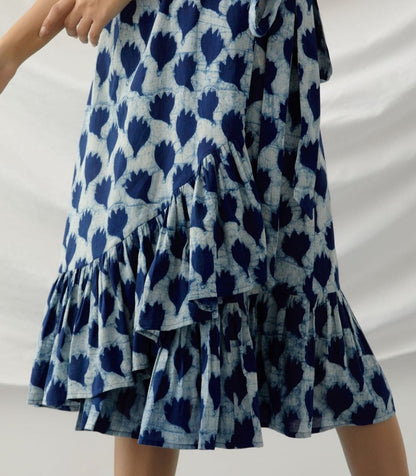 Iris- Indigo floral frill dress