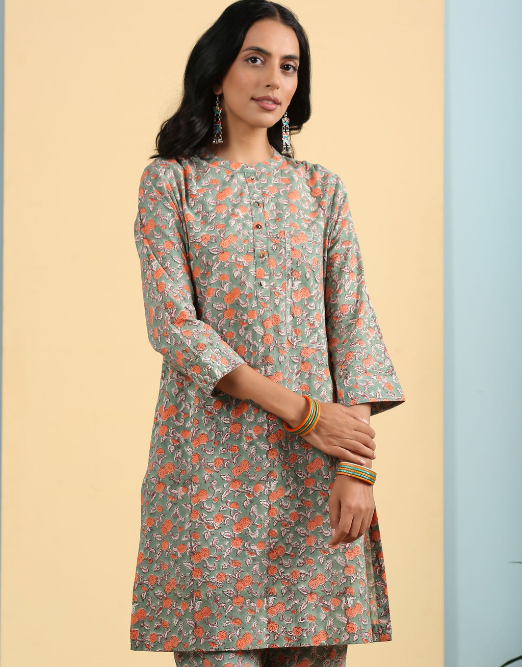 ON SALE- Green Kurta and pant coord set