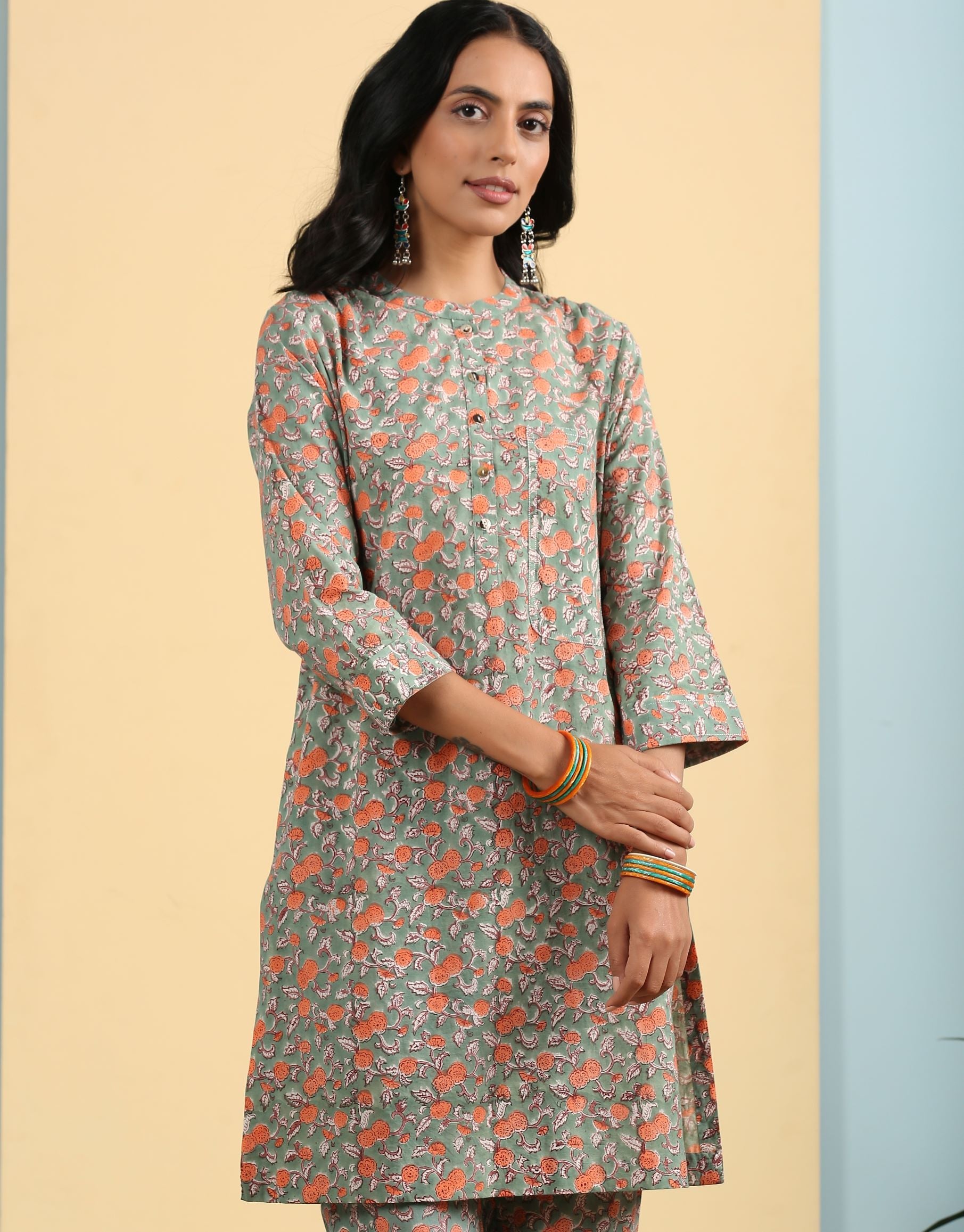 ON SALE- Green Kurta and pant coord set