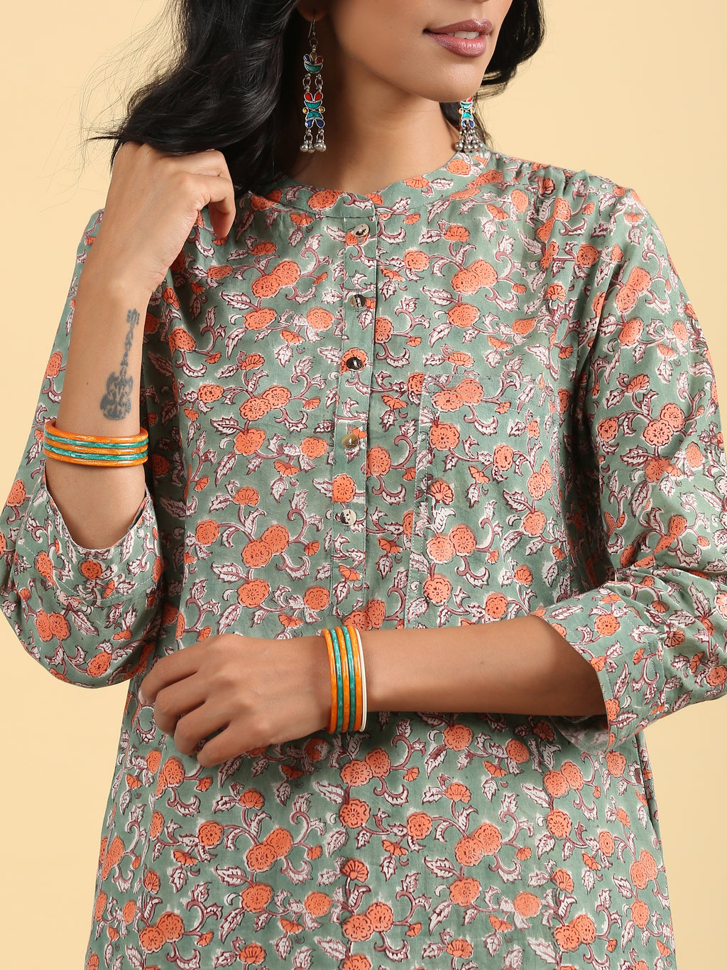 ON SALE- Green Kurta and pant coord set