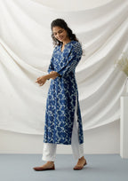 ON SALE- Bageecha- Indigo floral jaal kurta