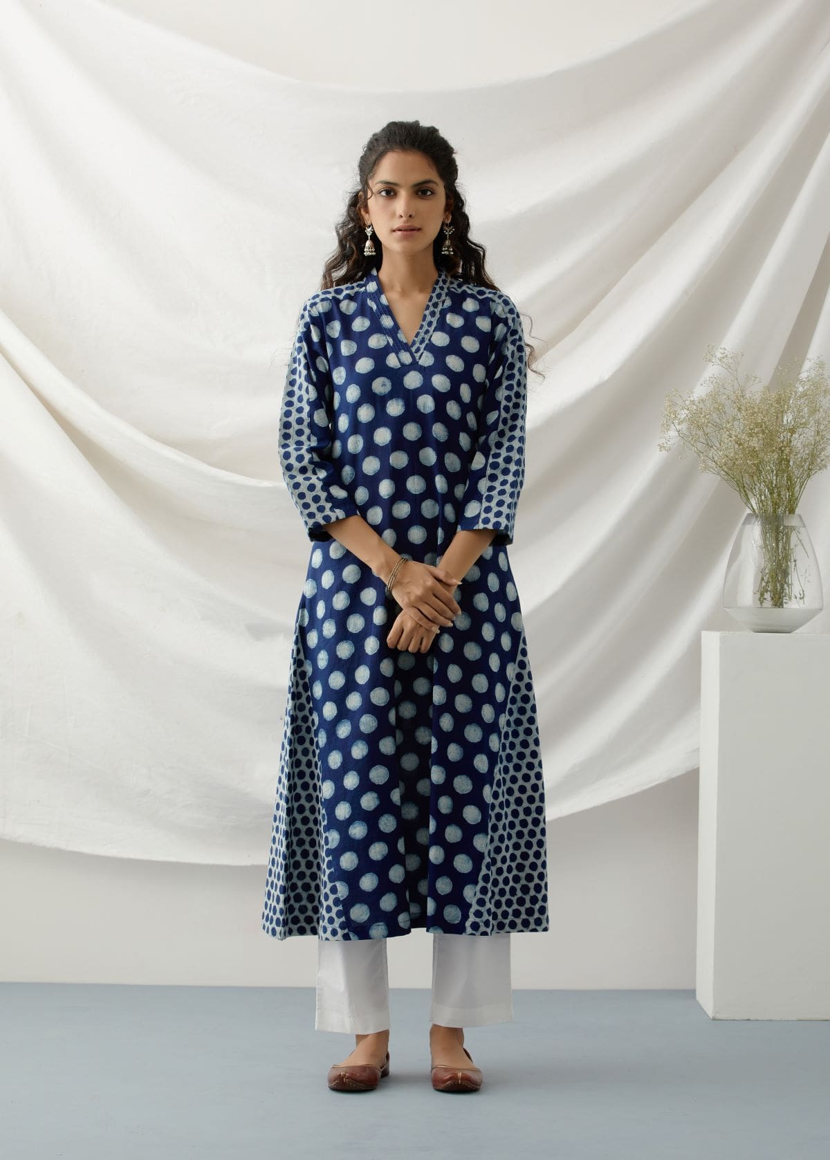 Plus size Indigo Cotton Readymade Kurti – BONYHUB