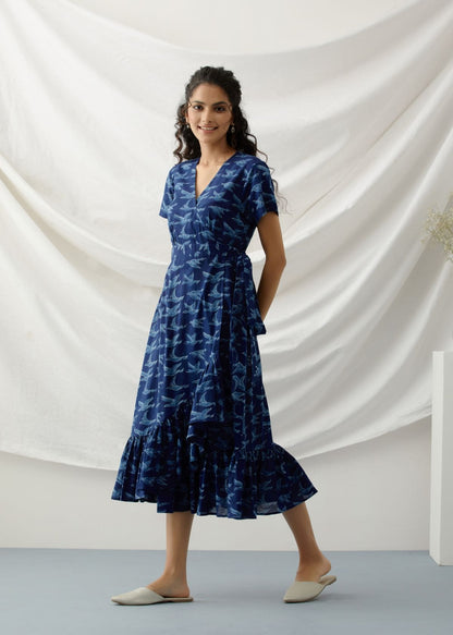 Songbird-Indigo frill dress