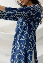 ON SALE- Bageecha- Indigo floral jaal kurta