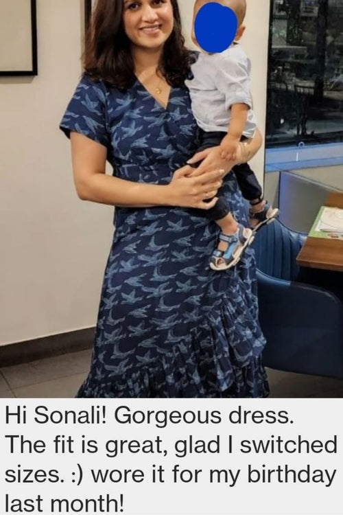 Songbird-Indigo frill dress