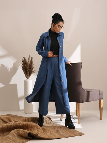 Emily- Light denim long jacket and pant set