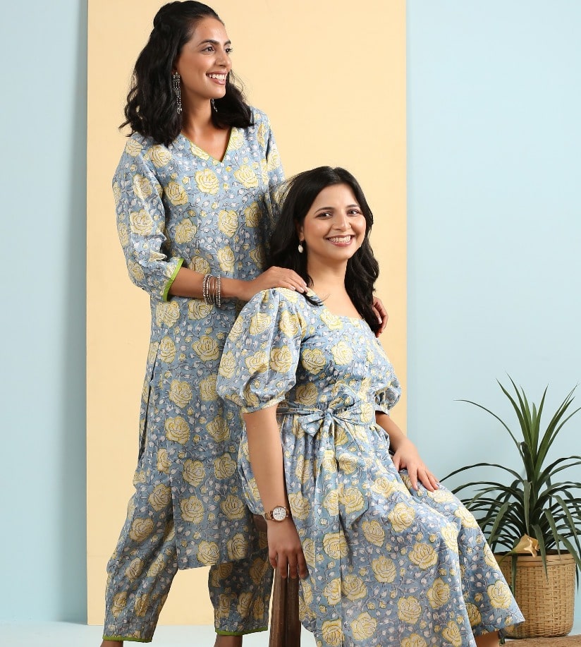 ON SALE- Yellow roses dress with pleats